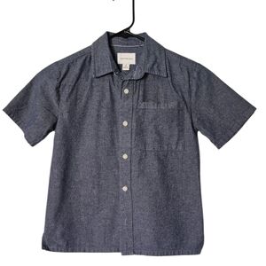 Calvin Klein Boy's Denim Dark Blue Casual Button Down Short Sleeve Shirt Size 8
